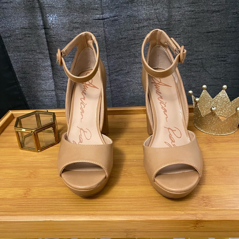 Nude American Rag block heel sandals